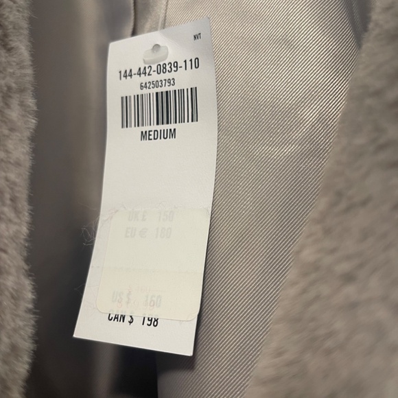 Abercrombie & Fitch Luxe Faux Fur Large Collar Coat Gray Brown NWT Retail $160 - Picture 9 of 10